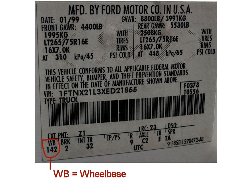 ford wheelbase vin location